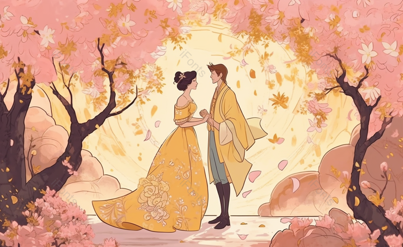 樱花树下浪漫告白情人节插画背景图,插画/手绘图,插画/手绘图库,插画/手绘图下载,插画/手绘